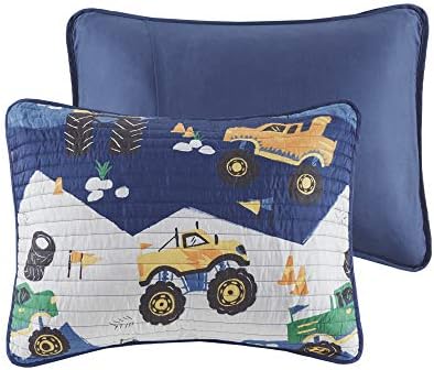 Mi Zone Kids Reversible Quilt Set with Big Wheel Monster Trucks Design