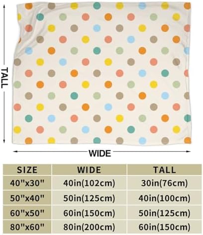 Colorful Retro Polka Dot Throw Blanket 50x40in