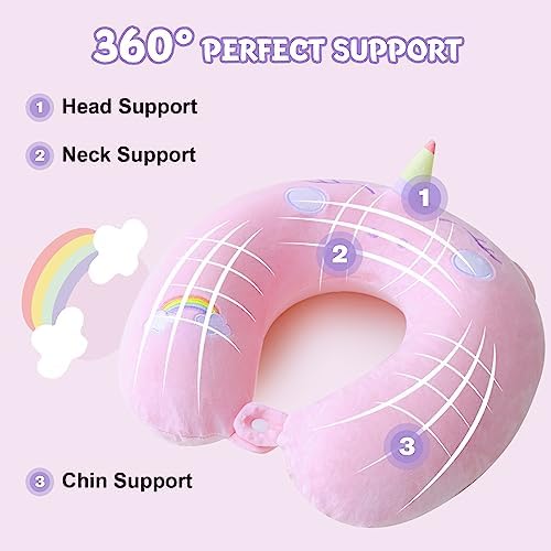 Cirorld Travel Pillow for Kids 3-8 YO Pink