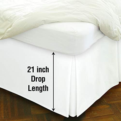 Space Maker Extra Long 21 Drop Length Bed Skirt Queen White