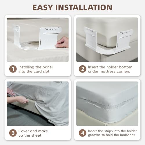 ALIMOSTY Open Corner Bed Sheet Holder with Lock Strips