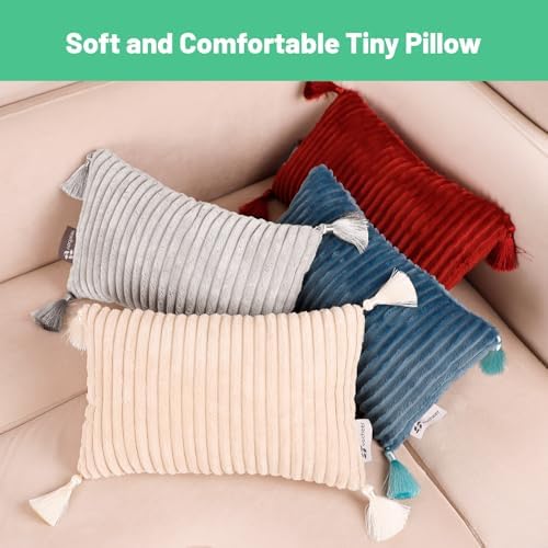vocheer Small Travel Pillow with Tassels 11x7 Grey 2pc