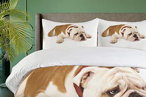 Ambesonne English Bulldog Duvet Cover Set Brown Cream 1