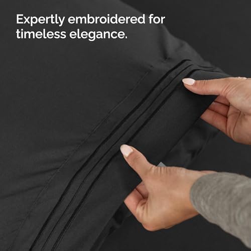 CGK Unlimited Wrap Around Dust Ruffle Bed Skirt 2 Pillowcases Bundle - Black