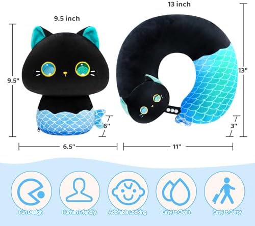 Mewaii Kids Travel Pillow - Mermaid Cat 2-in-1 Neck Pillow
