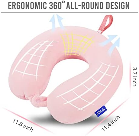 Fabuday Memory Foam Travel Neck Pillow - Pink with Snap Strap