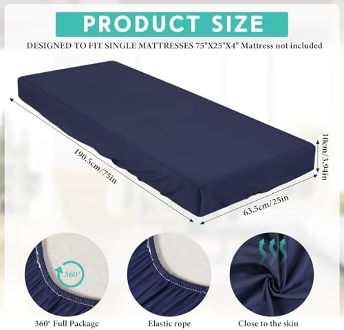 Breling Fitted Sheets 2 PC Navy Blue Single 4