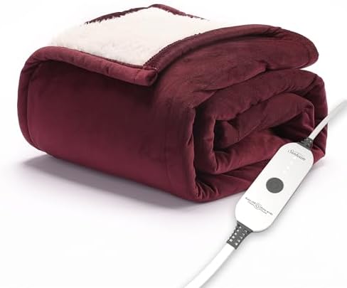 Sunbeam Royal Mink Sherpa Heated Throw 4 Heat Settings