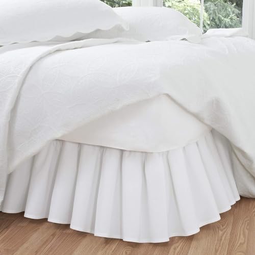 FRESH IDEAS Ruffled Bed Skirt Twin 14 Drop White