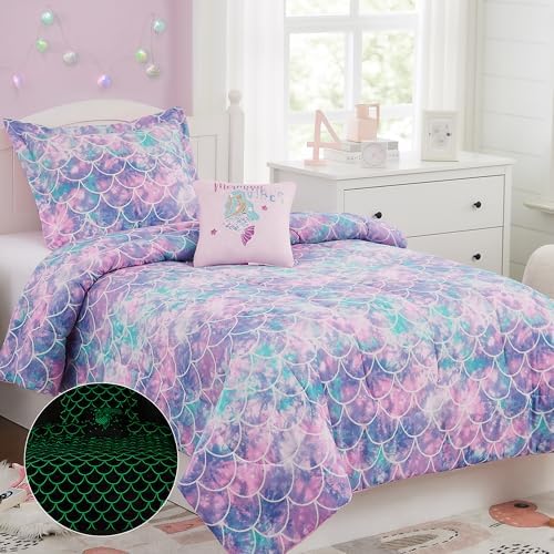 Glow in The Dark Mermaid Comforter Set for Girls 1