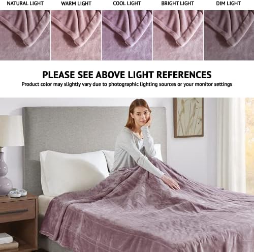 Beautyrest Heated Plush Electric Blanket - 20 Heat Levels Queen Size Lavender