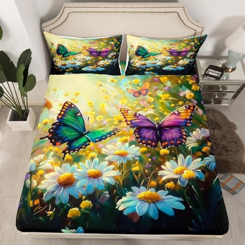 Jejeloiu Butterfly Bed Sheet Set for Kids