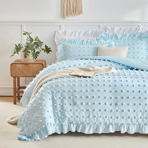 Flysheep Tufted Dots Ruffle Comforter Set Twin 3-Piece