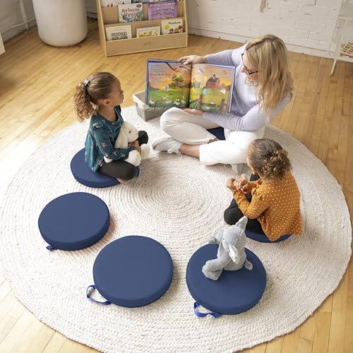 ECR4Kids SoftZone Floor Cushions 6-Piece Navy Set