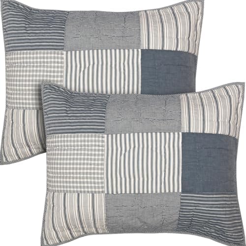 VHC Brands Farmhouse Patchwork Pillow Sham Set of 2 21x27