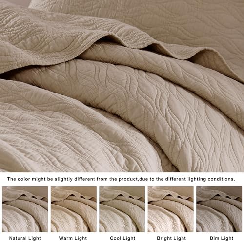 Palassio Dark Beige Cotton Quilt Queen Set with Pillow Shams