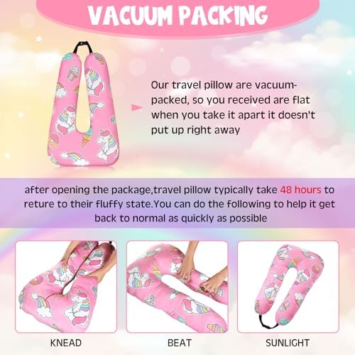 Barydat Pink Unicorn U Shaped Travel Pillow for Adults