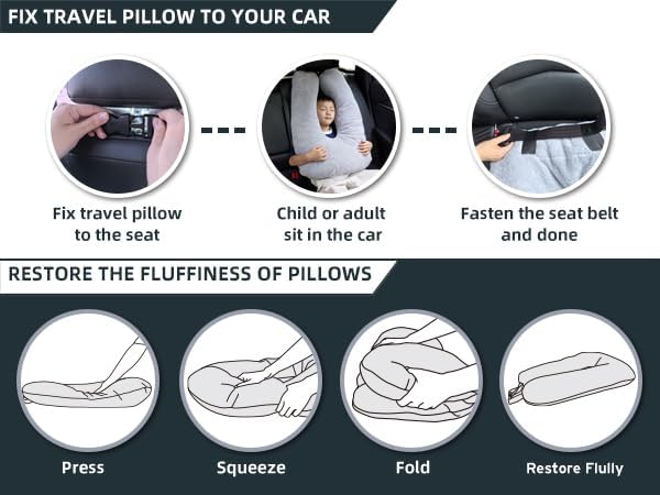 Elantrip Travel Pillow Gray - Kids Adults