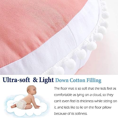 Kishome Large Round Floor Pillow for Kids 35 Inches Canopy Pink
