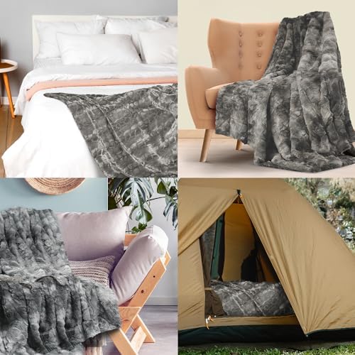 Everlasting Comfort Faux Fur Throw Blanket - Soft Fluffy Plush Throws
