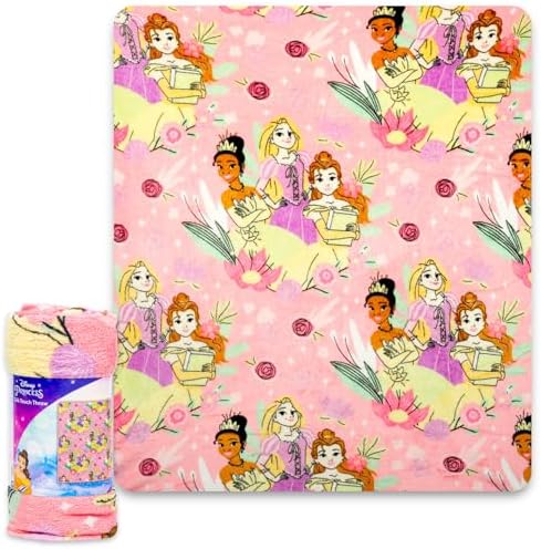 Disney Princess Travel Blanket Pillow Set - 40x50 Throw Neck Pillow Stickers More