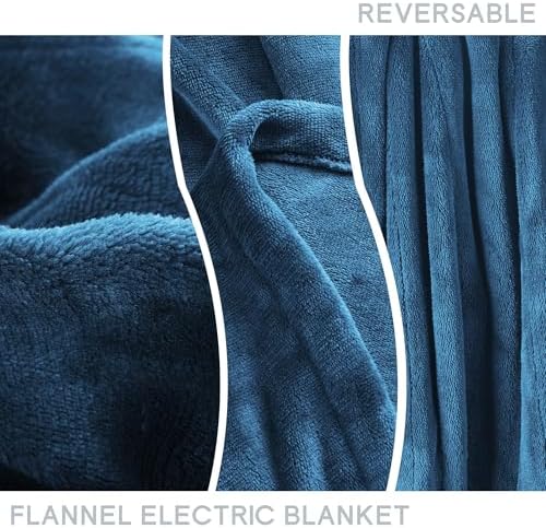 Minervada Electric Heated Blanket Twin 62x84 Flannel Warm Blue