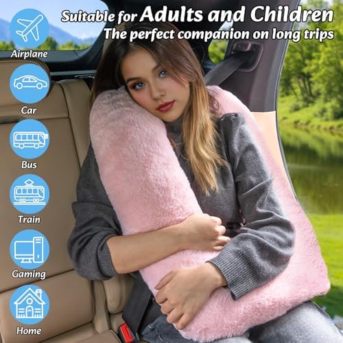 Swemos Travel Pillow - Pink Ergonomic Neck Body Support for Kids Adults