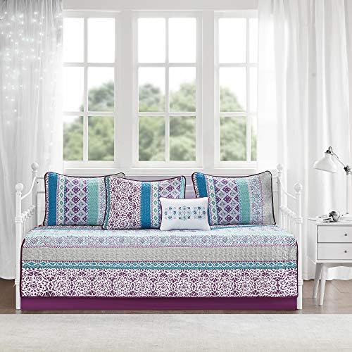 Intelligent Design Joni Cozy Daybed Cover Set - Boho Pattern 6 Piece Purple