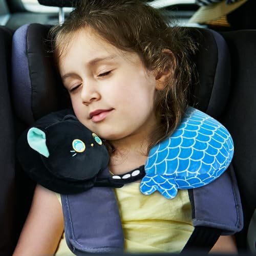Caaaat 2-in-1 Reversible Travel Pillow with Cute Cat Plush Design
