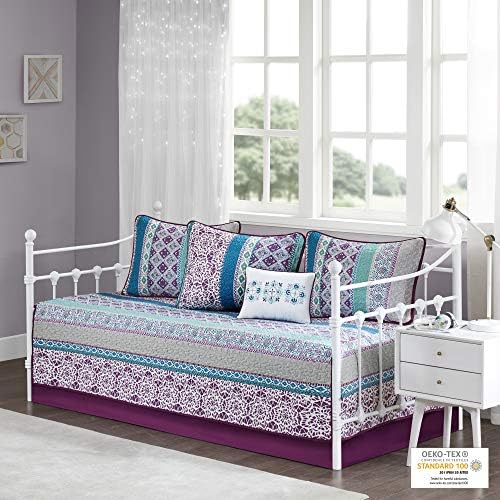 Intelligent Design Joni Cozy Daybed Cover Set - Boho Pattern 6 Piece Purple