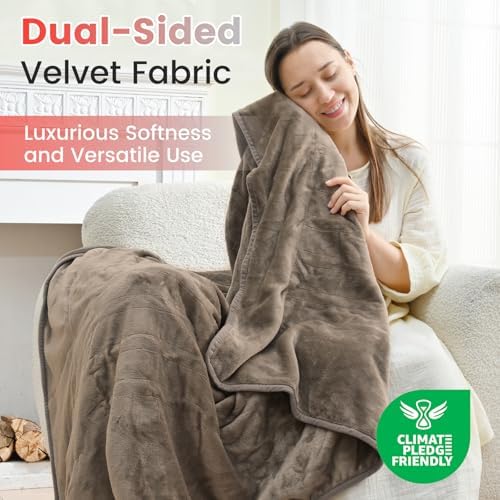 Sunable Heated Throw Blanket - 4 Heat Settings 50x60 Inches Velvet Machine Washable