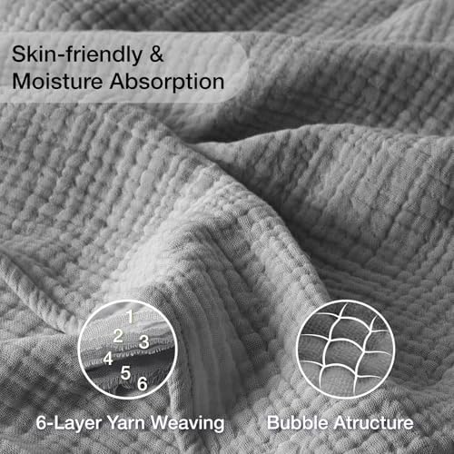Kozyhvn 100 Cotton Muslin Blanket King 108x90 Grey