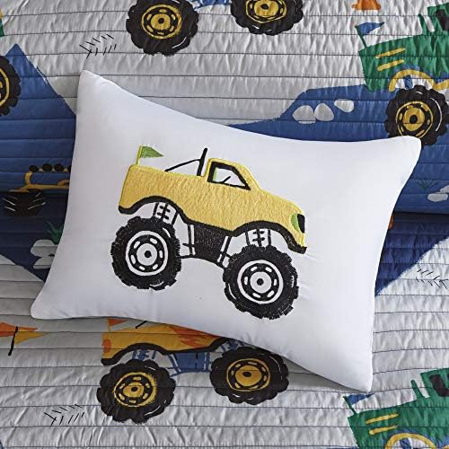 Mi Zone Kids Reversible Quilt Set with Big Wheel Monster Trucks Design