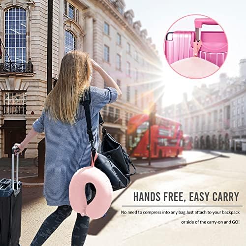 Fabuday Memory Foam Travel Neck Pillow - Pink with Snap Strap