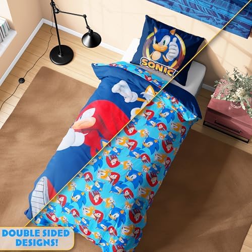 Sonic The Hedgehog Duvet Cover Pillowcase Set Kids Teens Single Size