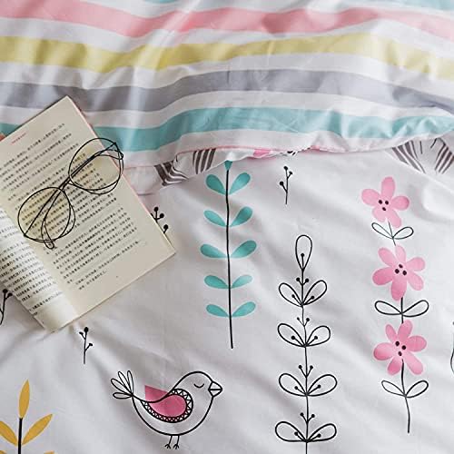 BuLuTu Reversible Cotton Duvet Cover Set for Kids