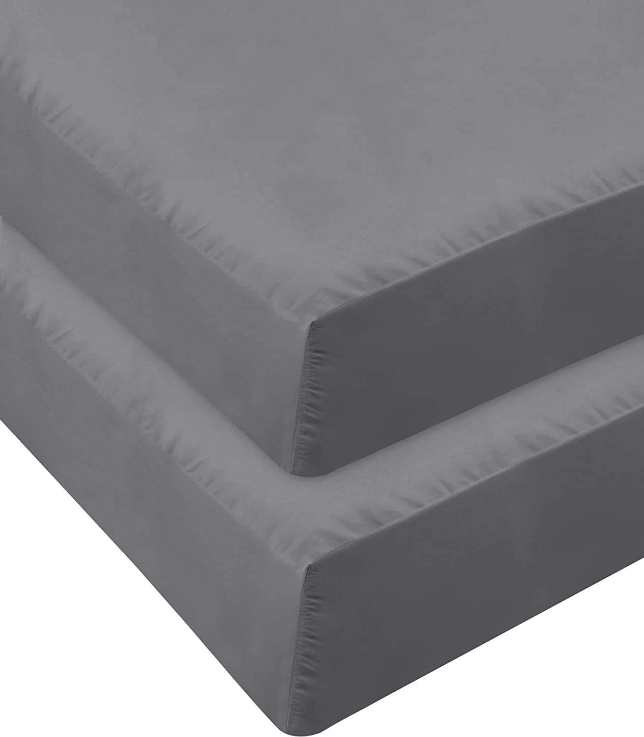 Microfiber 2 Twin XL Fitted Sheets - 1800 Ultra Soft 15 Deep Pocket Grey