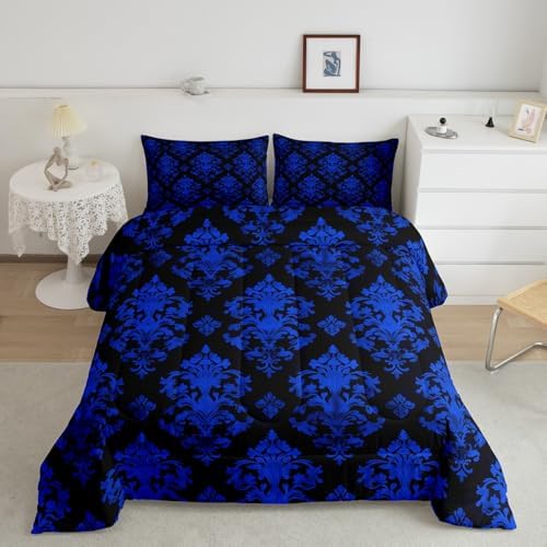 Erosebridal Blue Damask Comforter Set for Kids