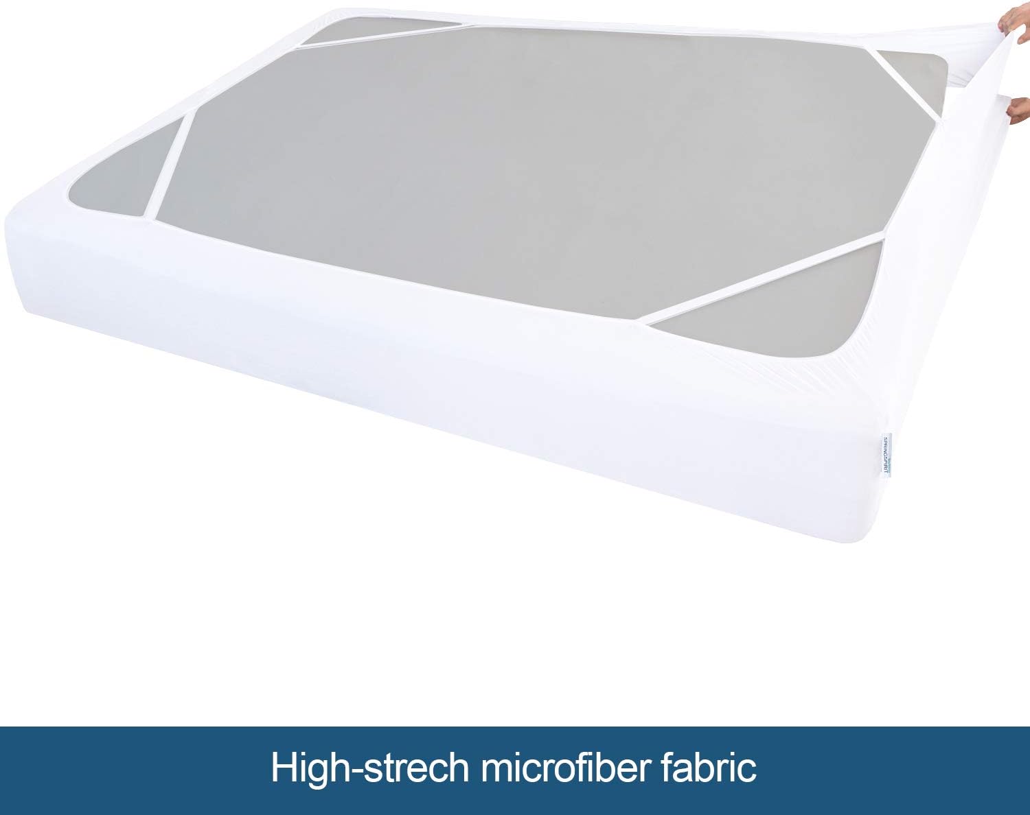 Twin Box Spring Cover with Elastic Woven Material Dustproof Washable White