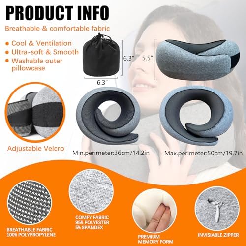Almalls Memory Foam Travel Neck Pillow 360 Degree Support