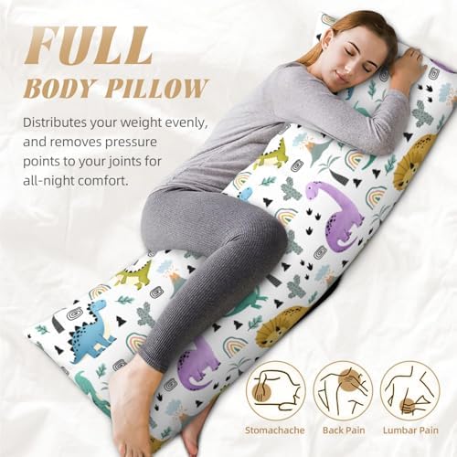 Cute Dino Body Pillow Case 20x54