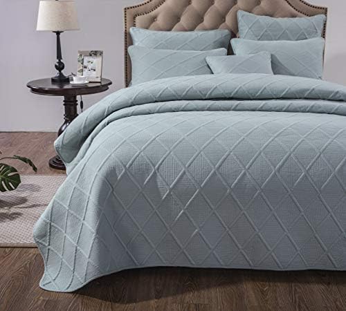 Tache Seafoam Blue Green Quilted Bedspread 3 Piece Set California King