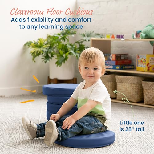 ECR4Kids SoftZone Floor Cushions 6-Piece Navy Set