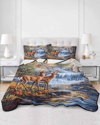 Stongaro Autumn Deer Comforter Set 3 Pieces Twin XL