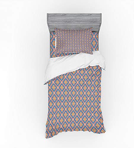 Ambesonne Aztec Bedding Set Twin XL Apricot Red Sky Blue