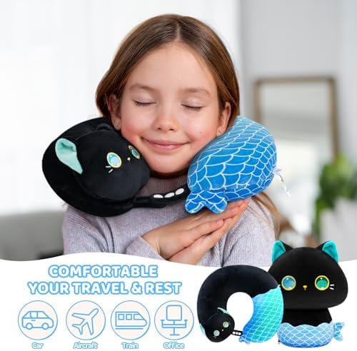 Mewaii Kids Travel Pillow - Mermaid Cat 2-in-1 Neck Pillow