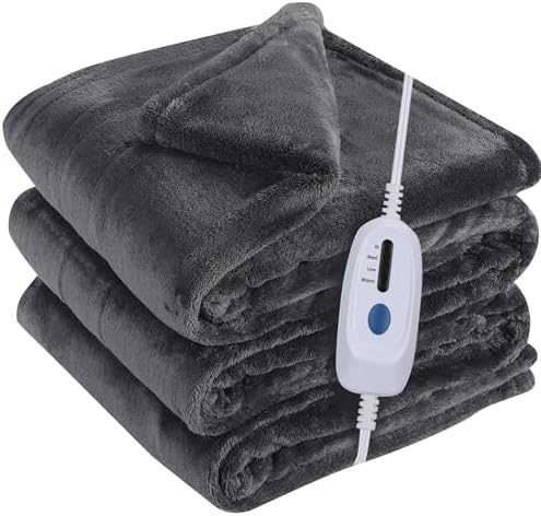 McJaw Heated Electric Blanket 72 x 84 Dark Grey