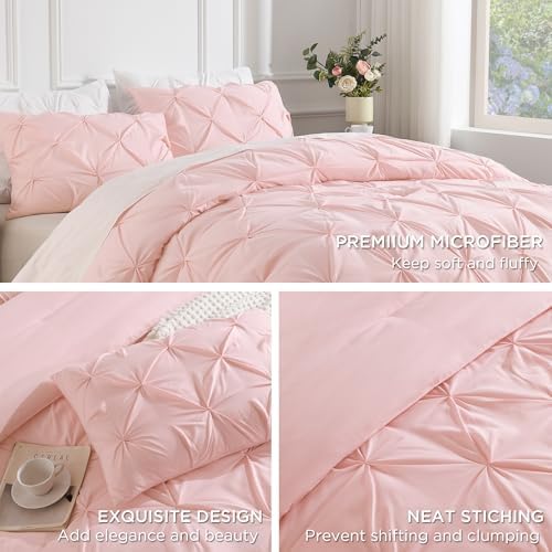 Andency Pink Comforter Set 3 Pieces Full Size