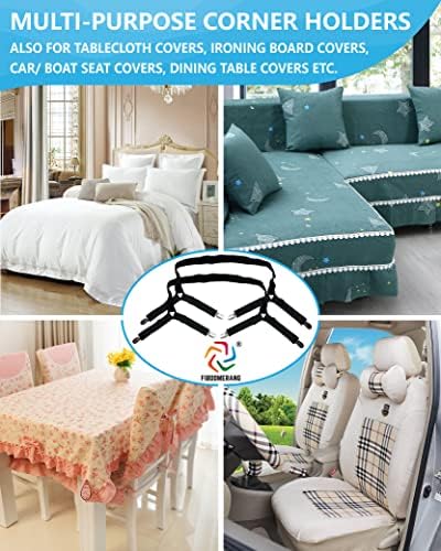 FIBOOMERANG Bed Sheet Straps - Crisscross Fitted Sheet Clips 2PcsSet Black