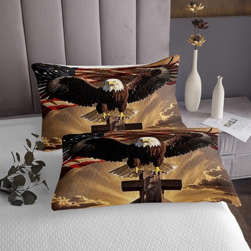 Erosebridal Eagle Quilt Set 4th of July Bedding Queen Size